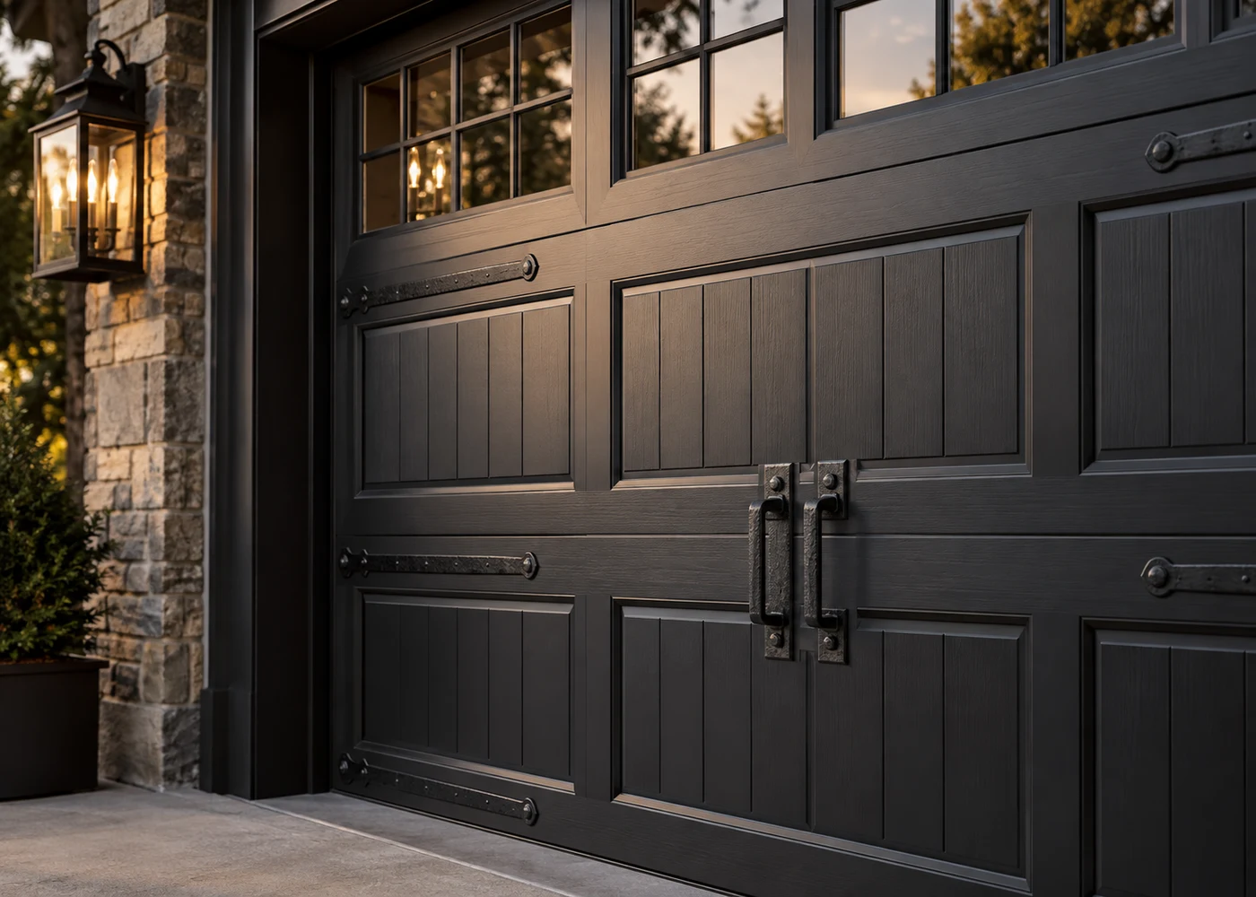 Luxury garage door hardware detail
